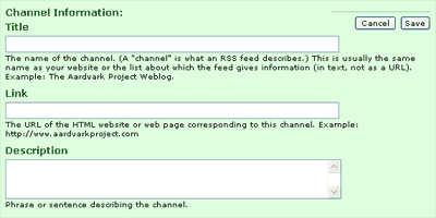 Channel information form