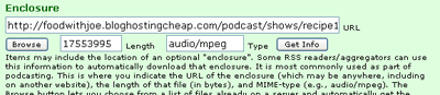 Enclosure with URL, Length, and Type filled in