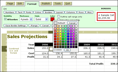 wikiCalc screenshot